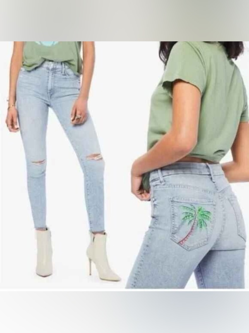 Mother Looker High Waisted Palm Jeans 30